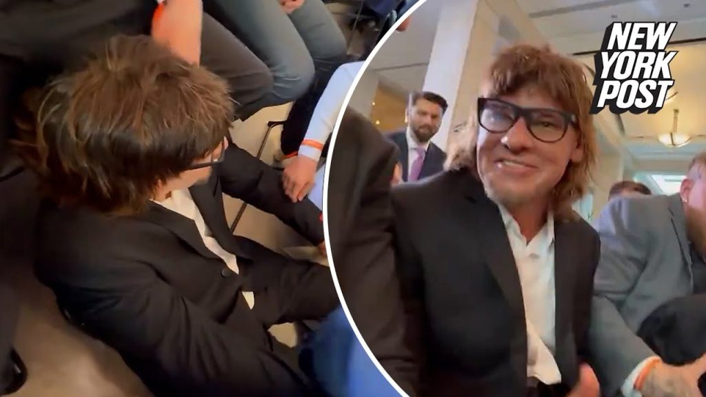 Comedian Theo Von’s chair gives out during Trump’s inauguration, causing him to fall onto Logan Paul