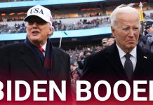 Joe Biden roasted for appearing ‘lost’ at NFL game as crowd roars for Donald Trump