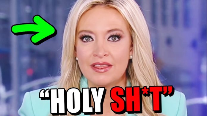 Kayleigh Mcenany can't believe what's written on the teleprompter.